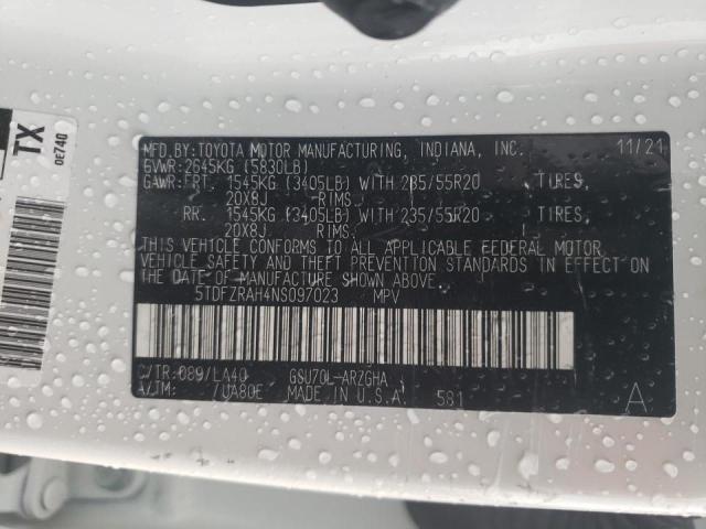 2022 TOYOTA HIGHLANDER 5TDFZRAH4NS097023