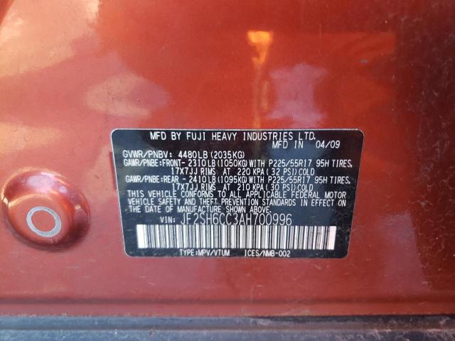 JF2SH6CC3AH700996 Subaru Forester 2 2010. Фото: 9