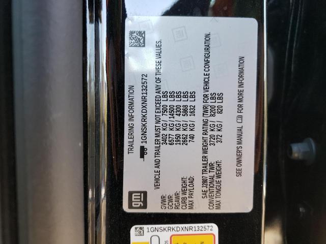 2022 CHEVROLET TAHOE 1GNSKRKDXNR132572