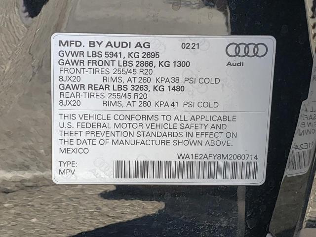 2021 AUDI Q5 E PREMI WA1E2AFY8M2060714