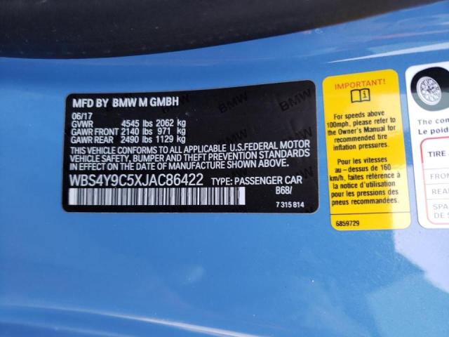 2018 BMW M4 WBS4Y9C5XJAC86422