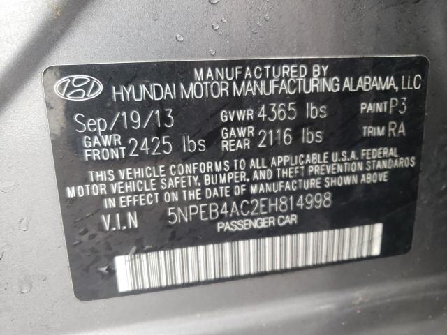 5NPEB4AC2EH814998 Hyundai Sonata Gls 2014. Фото: 9