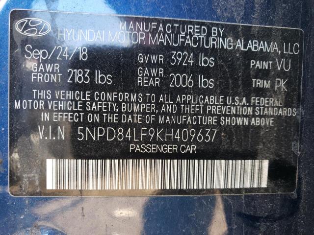 2019 HYUNDAI ELANTRA SE 5NPD84LF9KH409637