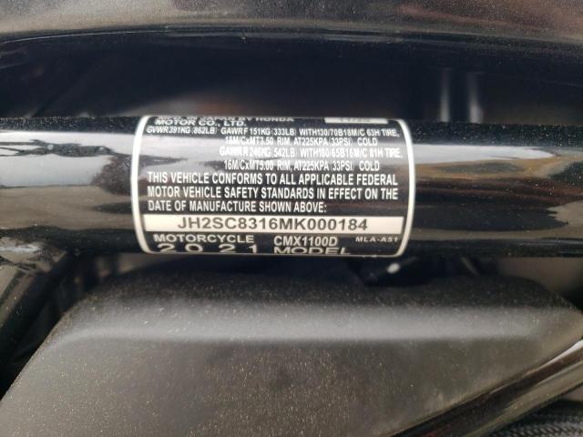 2021 HONDA CMX1100 D JH2SC8316MK000184
