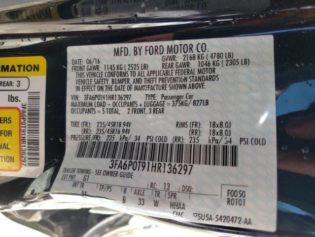 2017 FORD FUSION SE 3FA6P0T91HR136297