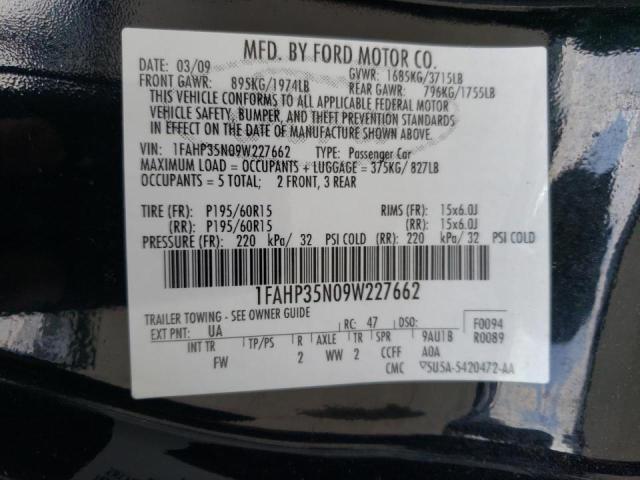 1FAHP35N09W227662 Ford Focus Se 2009. Фото: 9