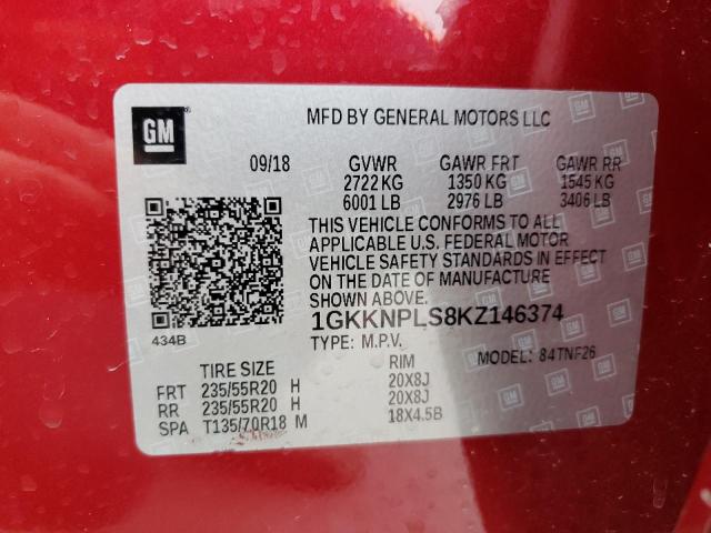 2019 GMC ACADIA ALL 1GKKNPLS8KZ146374