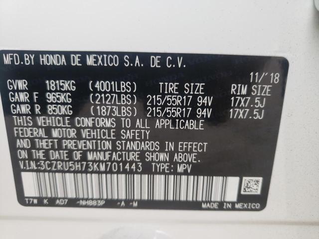 2019 HONDA HR-V EXL 3CZRU5H73KM701443