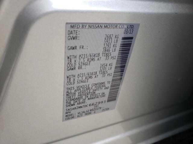 5N1AR2MN7DC662993 Nissan Pathfinder 2013. Фото: 9