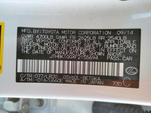 JTHBK1GGXF2155694 Lexus Es 350 2015. Фото: 9