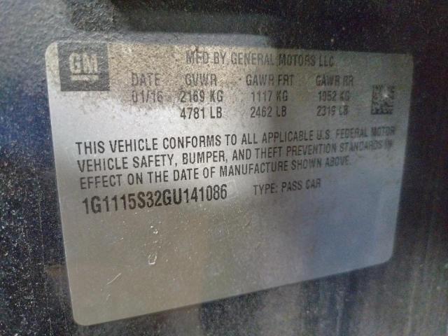 2016 CHEVROLET IMPALA LT - 1G1115S32GU141086