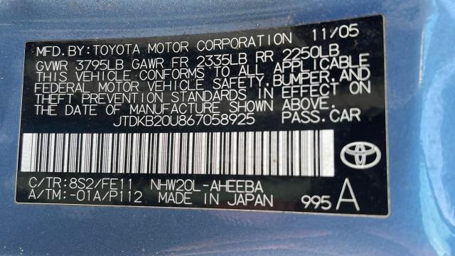 JTDKB20U867058925 Toyota Prius 2006. Фото: 9