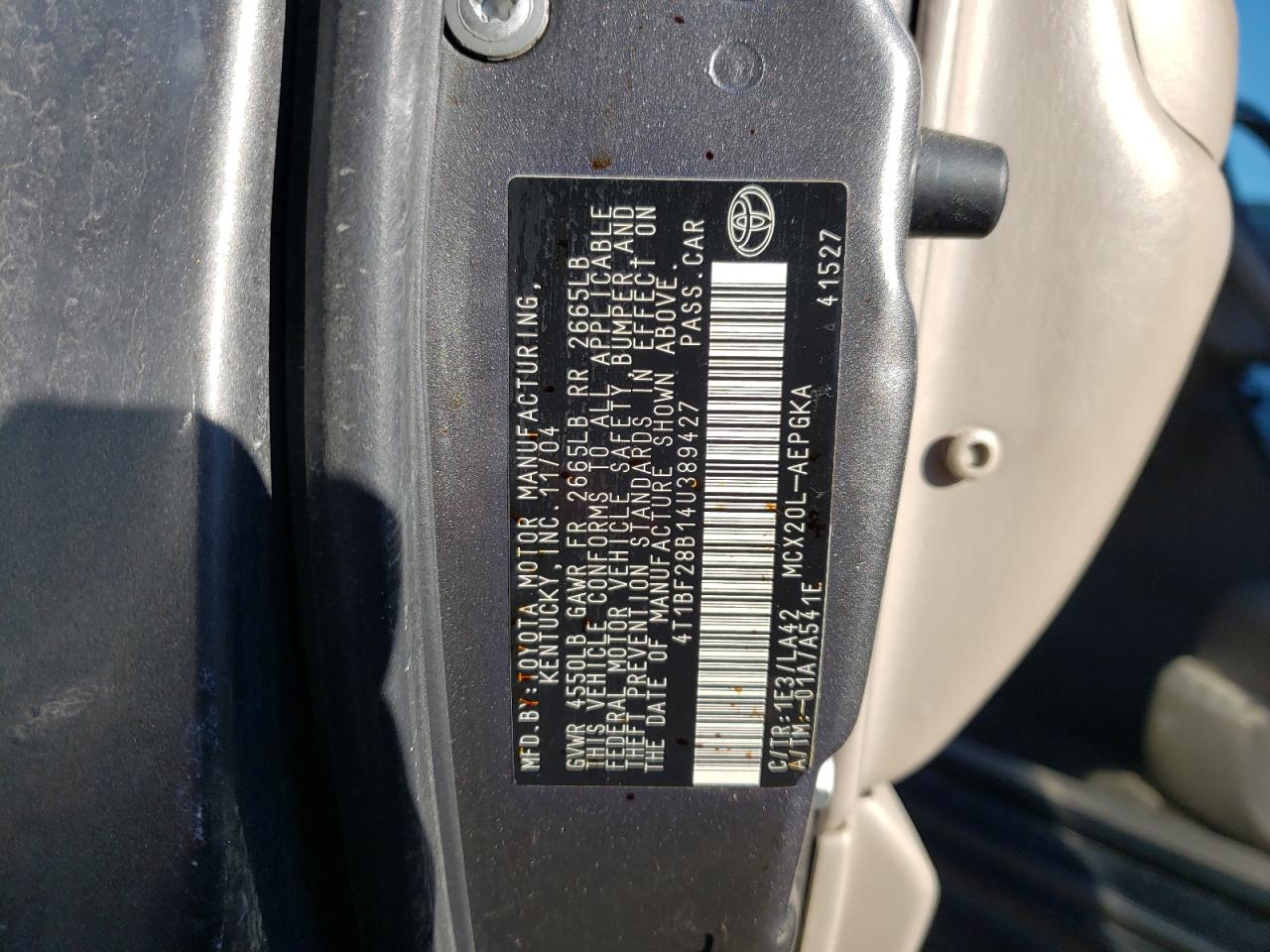 4T1BF28B14U389427 2004 Toyota Avalon Xl