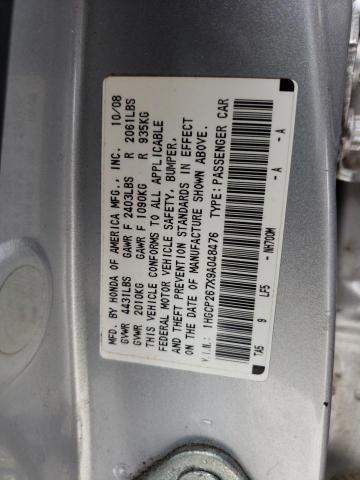 1HGCP267X9A048476 Honda Accord Ex 2009. Фото: 9
