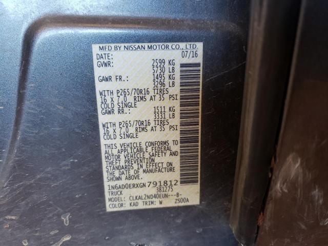 1N6AD0ERXGN791812 Nissan Frontier S 2016. Фото: 9