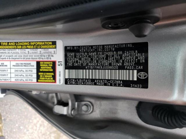 2018 TOYOTA CAMRY - 4T1B11HK9JU098520