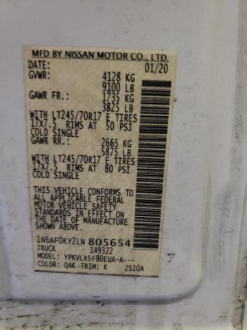 2020 NISSAN NV 2500 SV 1N6AF0KY2LN805654