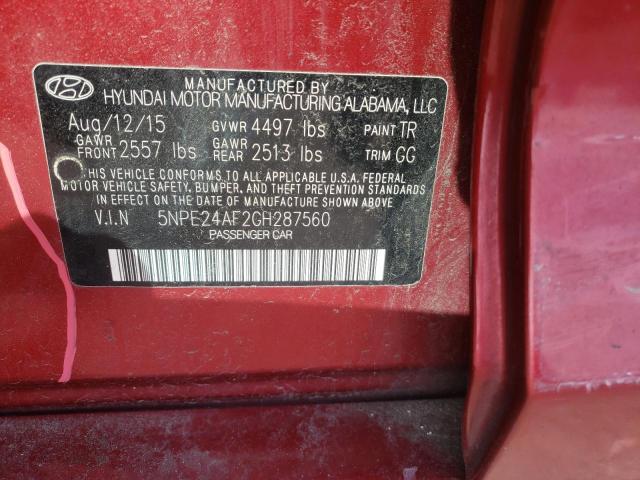 2016 HYUNDAI SONATA SE 5NPE24AF2GH287560