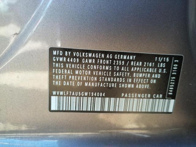 2016 VOLKSWAGEN GOLF R WVWLF7AU5GW194084