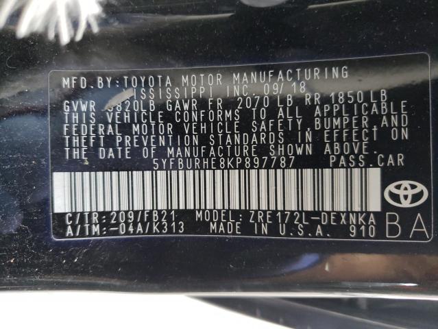 2019 TOYOTA COROLLA L 5YFBURHE8KP897787