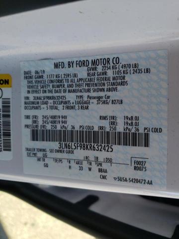 2019 LINCOLN MKZ RESERV 3LN6L5F98KR632425