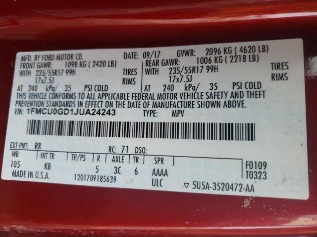 2018 FORD ESCAPE SE 1FMCU0GD1JUA24243