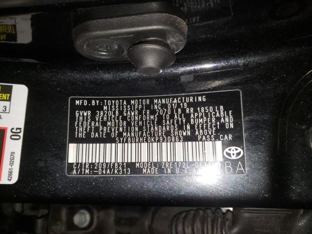 2019 TOYOTA COROLLA L 5YFBURHE0KP930863