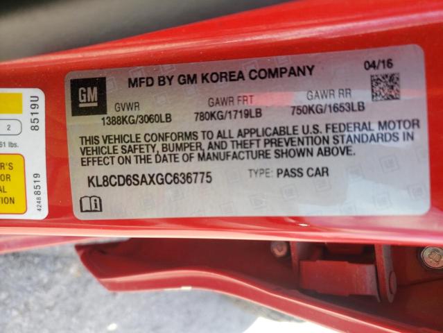 2016 CHEVROLET SPARK KL8CD6SAXGC636775