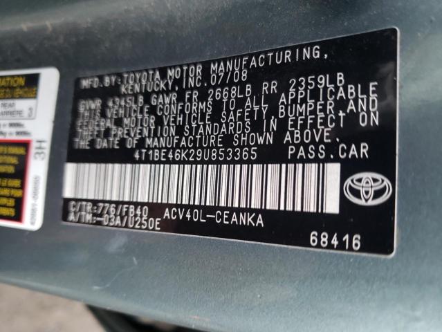 4T1BE46K29U853365 Toyota Camry 2009. Фото: 9