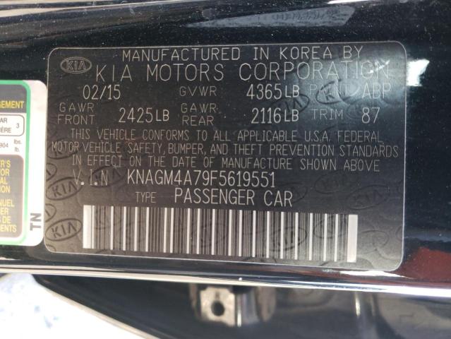 KNAGM4A79F5619551 Kia Optima Lx 2015. Фото: 9