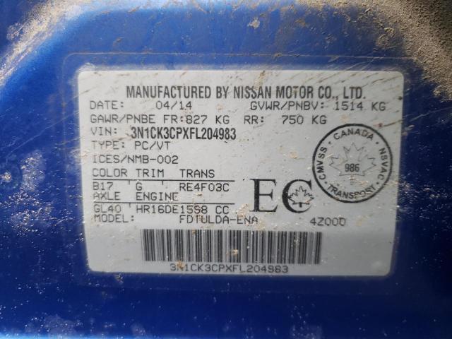 2015 NISSAN MICRA 3N1CK3CPXFL204983