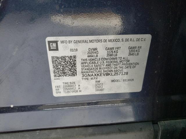 2019 CHEVROLET EQUINOX LT 3GNAXKEV8KL257128