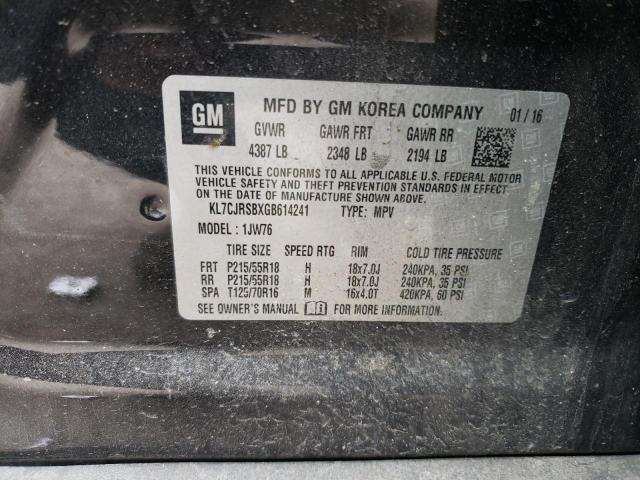 2016 CHEVROLET TRAX LTZ KL7CJRSBXGB614241