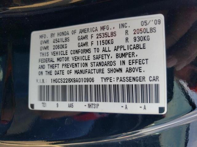 1HGCS228X9A010906 Honda Accord Exl 2009. Фото: 9