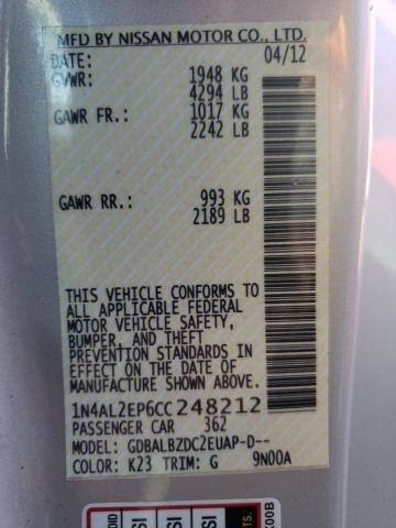 2012 NISSAN ALTIMA S - 1N4AL2EP6CC248212