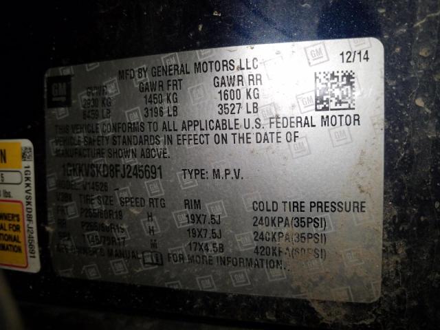 1GKKVSKD8FJ245691 Gmc Acadia Slt 2015. Фото: 9