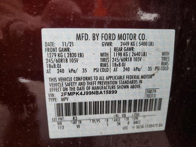 2022 FORD EDGE SEL 2FMPK4J99NBA15899