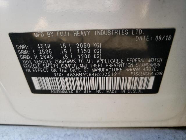 2017 SUBARU LEGACY 2.5 4S3BNAN64H3025121