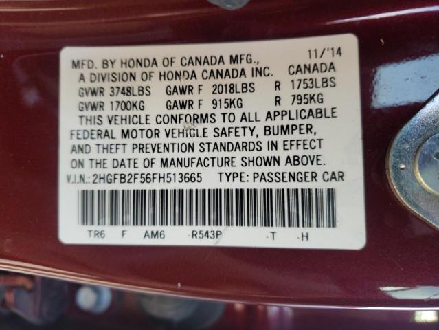 2015 HONDA CIVIC HF 2HGFB2F56FH513665