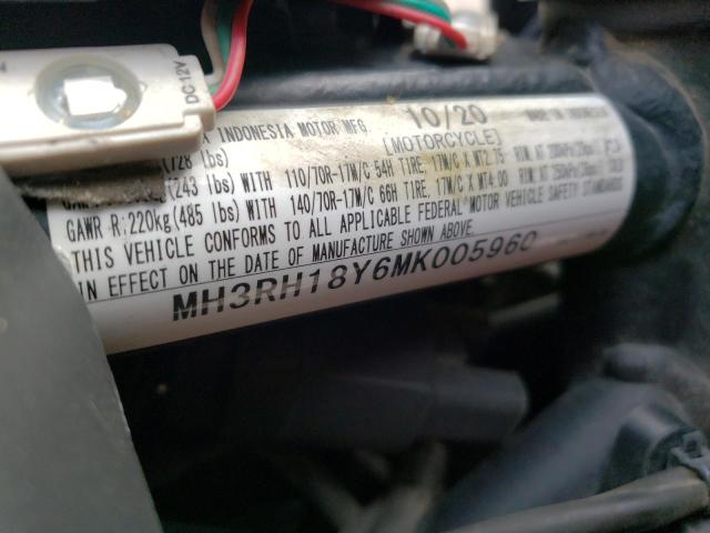 2021 YAMAHA YZFR3 A MH3RH18Y6MK005960