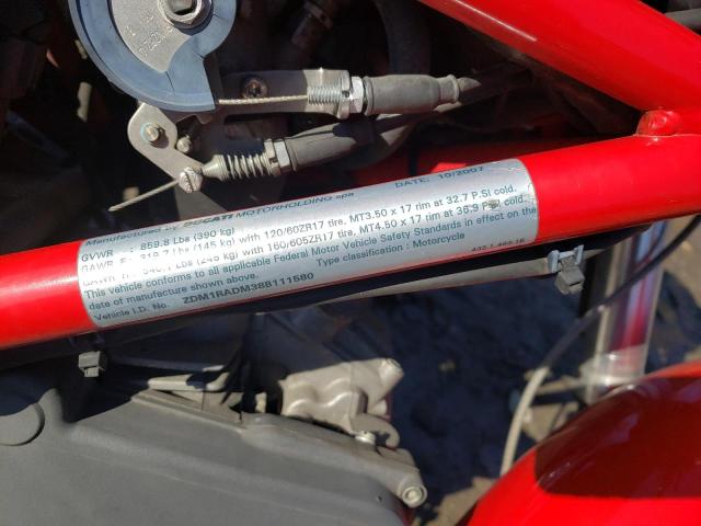2008 DUCATI MONSTER 69 ZDM1RADM38B111580