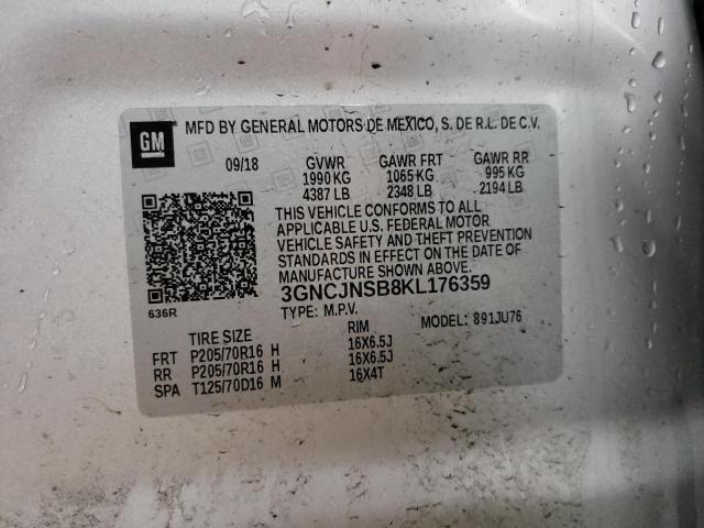 2019 CHEVROLET TRAX LS 3GNCJNSB8KL176359