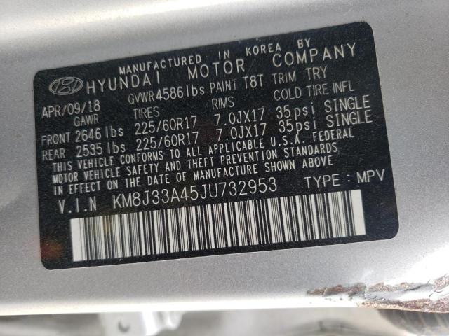 2018 HYUNDAI TUCSON SEL KM8J33A45JU732953