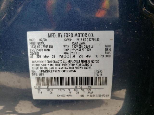 2020 FORD EXPLORER L 1FMSK7FH7LGB92856