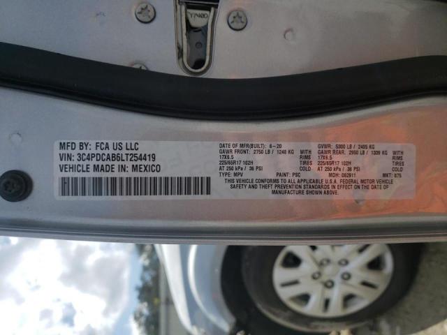 2020 DODGE JOURNEY SE 3C4PDCAB6LT254419