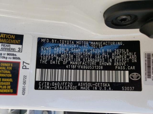 2016 TOYOTA CAMRY LE 4T1BF1FK8GU531208