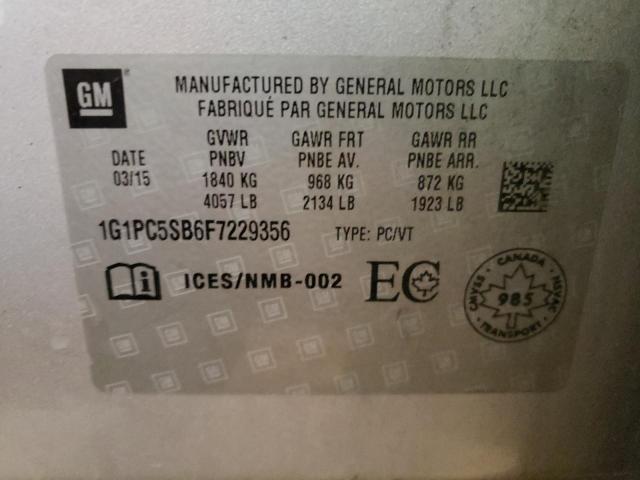 2015 CHEVROLET CRUZE LT 1G1PC5SB6F7229356