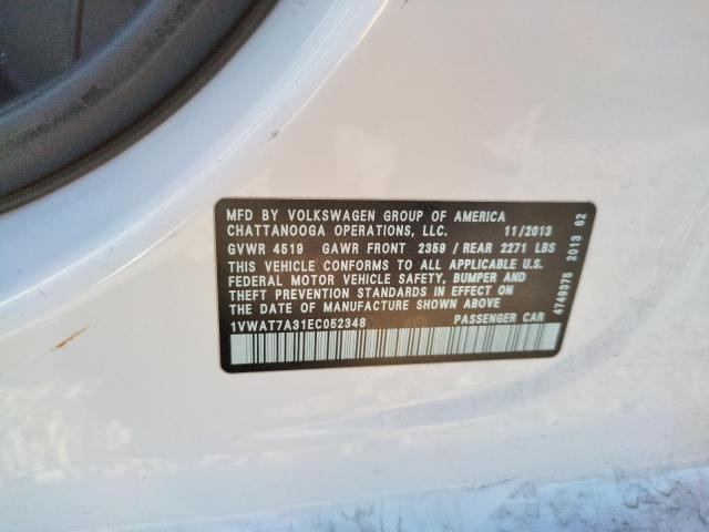 1VWAT7A31EC052348 Volkswagen Passat S 2014. Фото: 9