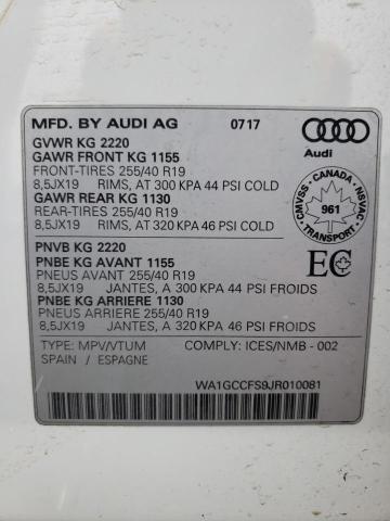 2018 AUDI Q3 TECHNIK WA1GCCFS9JR010081