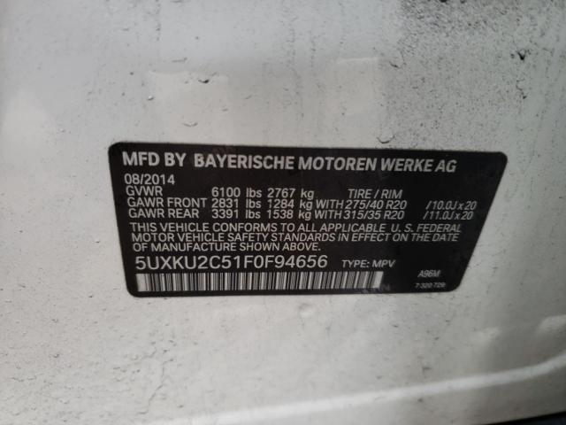 2015 BMW X6 XDRIVE3 5UXKU2C51F0F94656